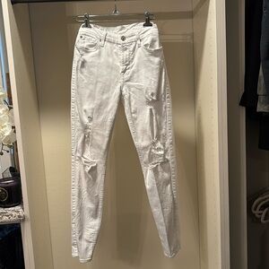 7 for all Mankind white stretchy jeans